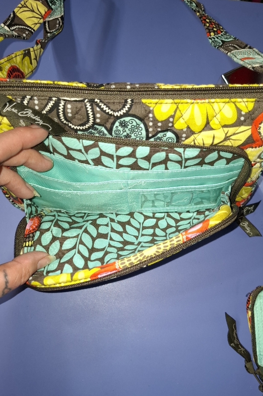 Retired Vera Bradley Lil Hipster Crossbody & Wallet Set In "Flower Shower" - EUC - Picture 2 of 11